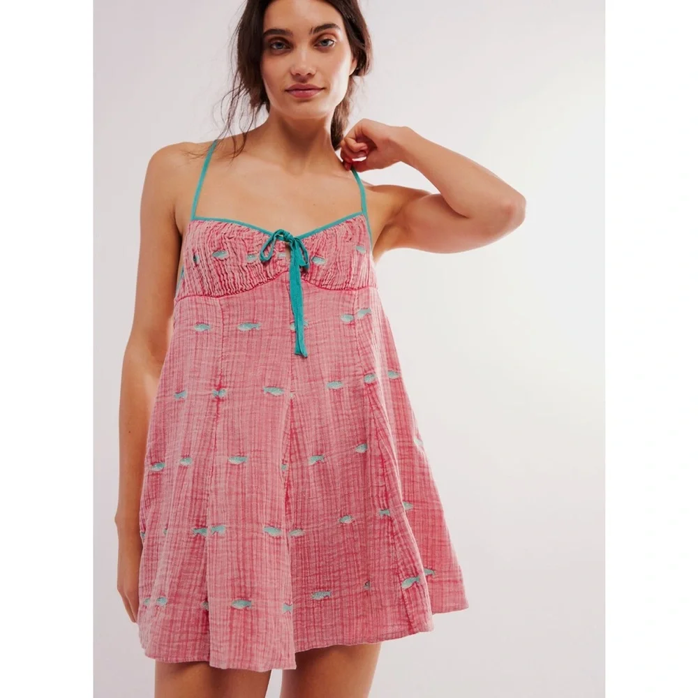 Free People Sunshine fish print mini dress - Picture 1 of 3